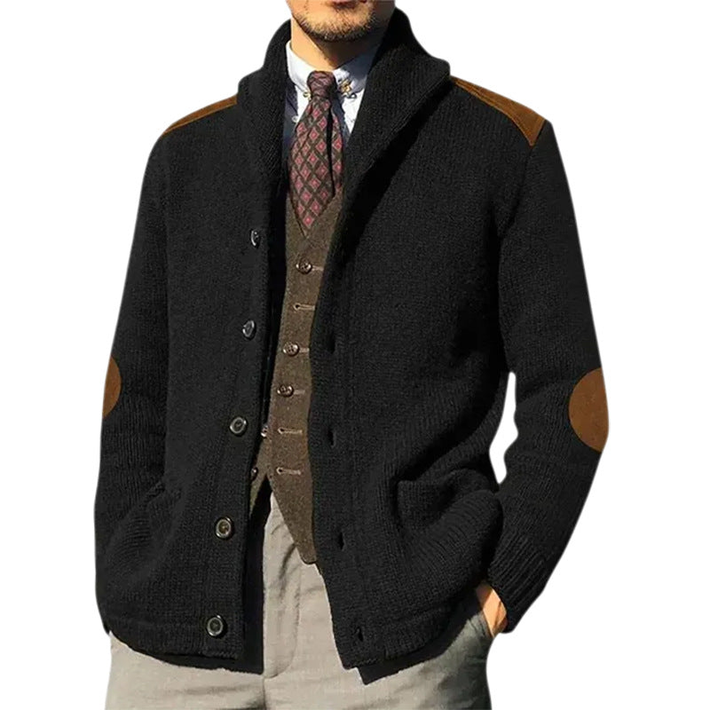 Herren Strickjacke mit klassischem Schalkragen und eleganten details Stilzeits