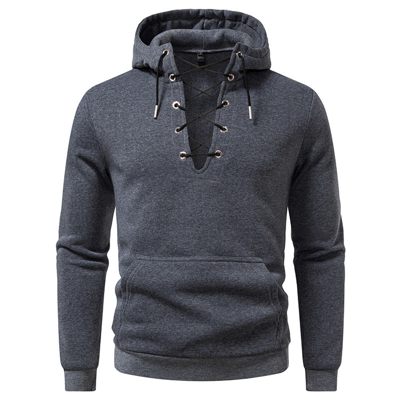 Herren Kapuzenpullover mit modischem Schnürdesign Stilzeits