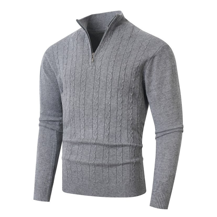 Herren Strickpullover mit halbem Reißverschluss und strukturiertem Design Stilzeits