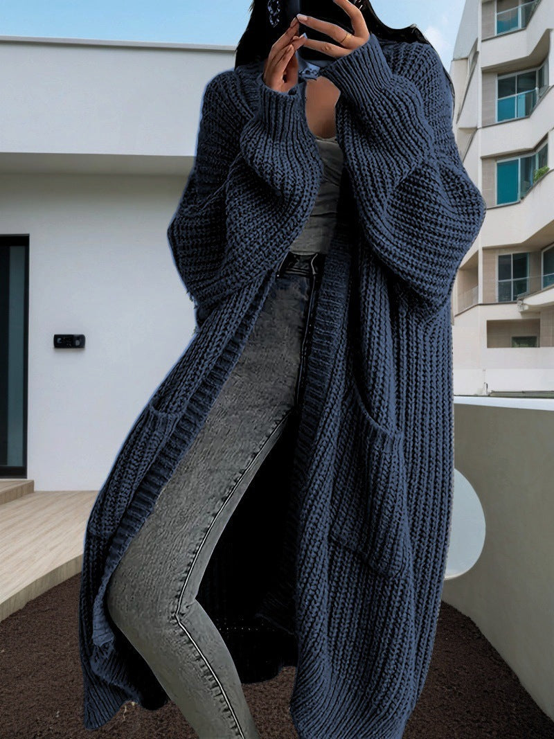 Damen Großer Strickcardigan mit lässiger Passform und großen Taschen Stilzeits
