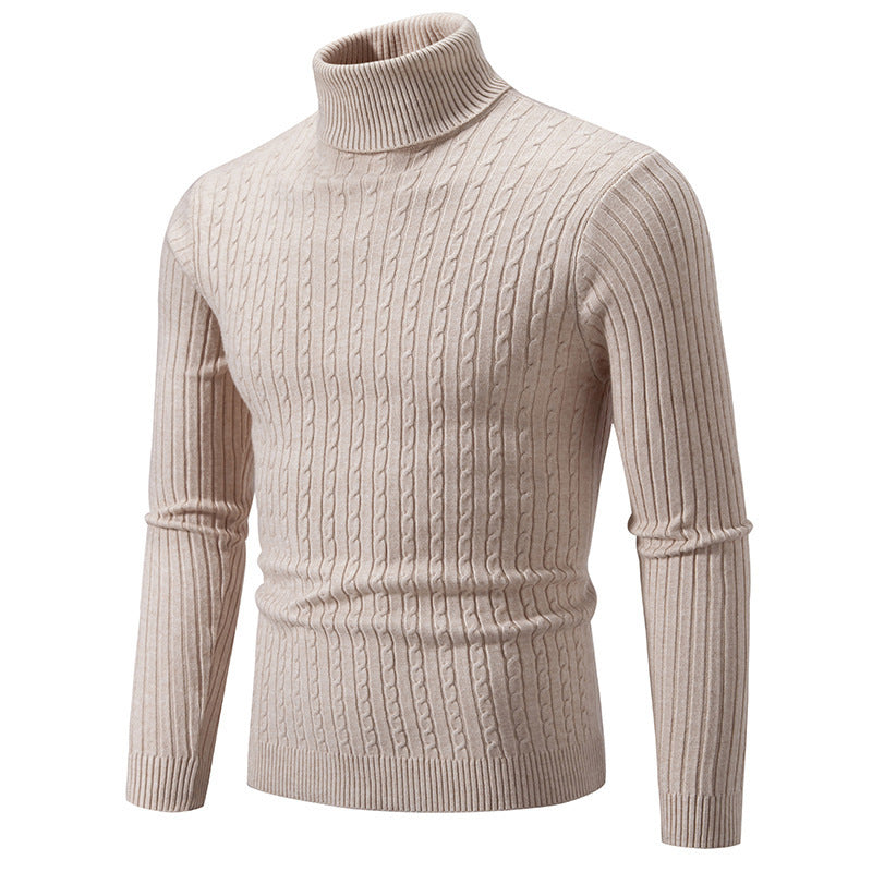 Herren Rollkragenpullover mit strukturiertem Kabelstrickdesign Stilzeits