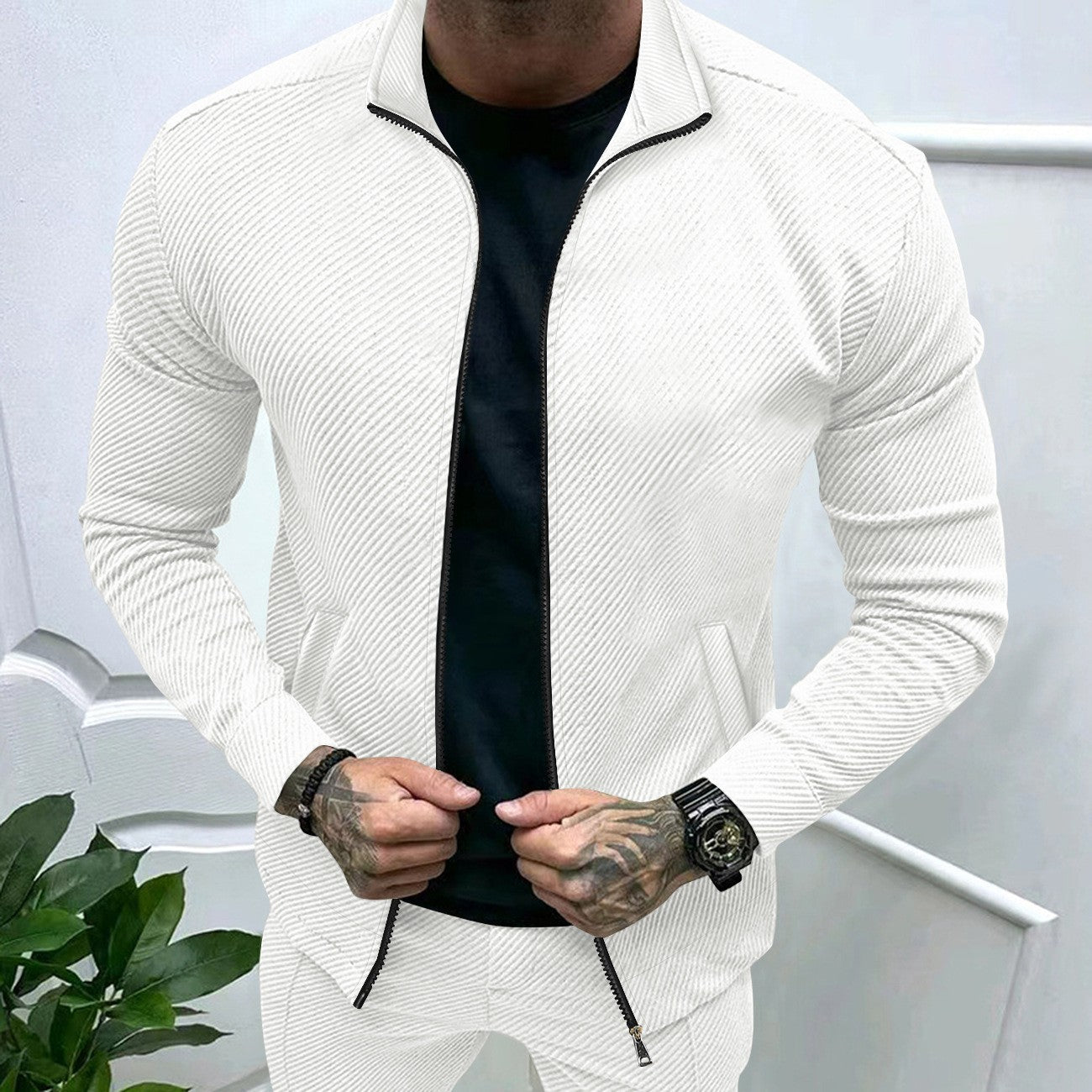 Herren sportliche Jacke mit strukturiertem Design Stilzeits