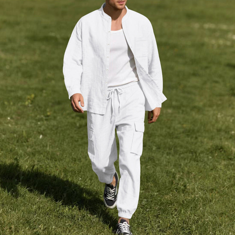 Herren lässiges Leinen-Set mit praktischen Taschen und atmungsaktiver Stoffqualität Stilzeits