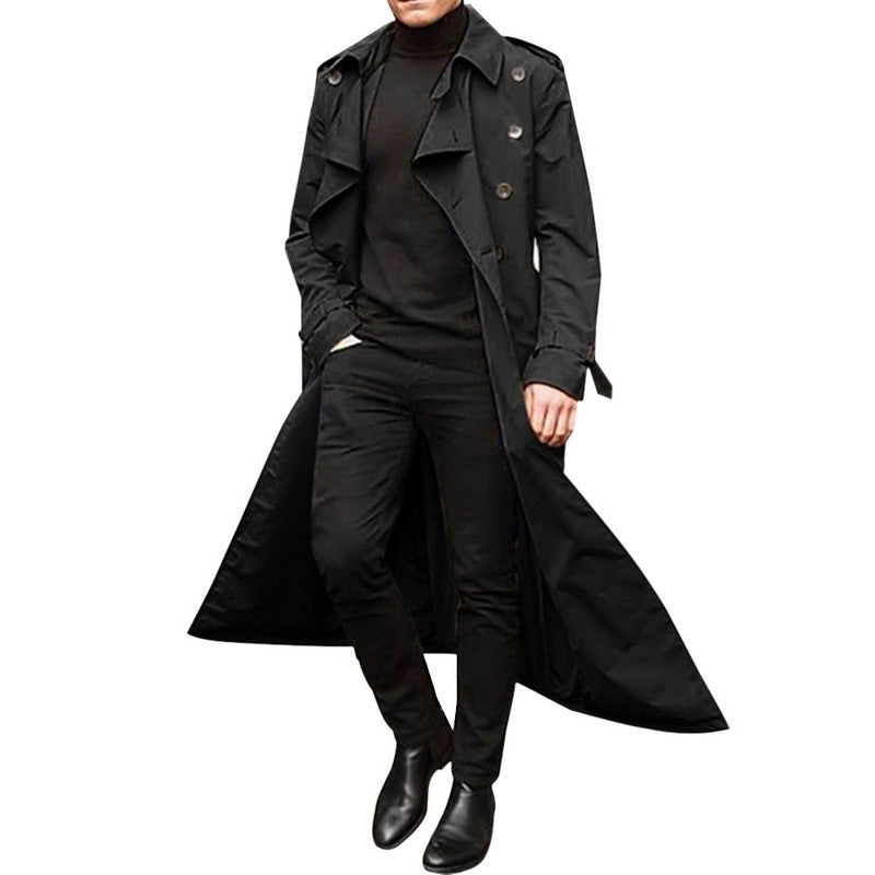 Herren eleganter Trenchcoat mit tiefem Revers und verdeckten Knöpfen Stilzeits
