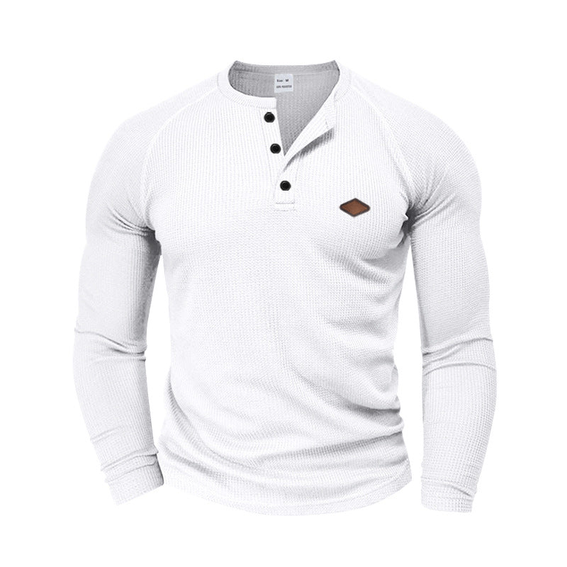 Herren langärmliges Henley-T-Shirt mit strukturiertem Gewebe und modischem Knopfdesign Stilzeits