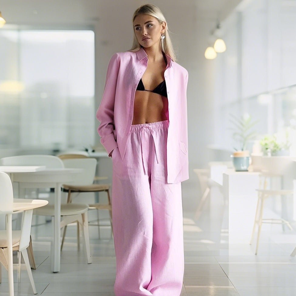 Damen Bequemer Leinen-Loungewear-Anzug Stilzeits