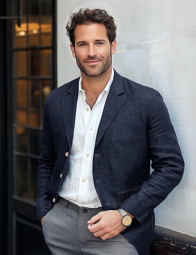 Herren lässiger Leinenblazer Stilzeits