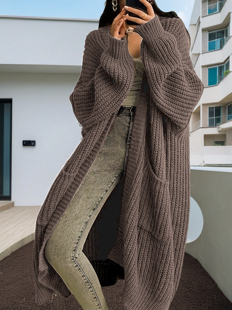Damen Großer Strickcardigan mit lässiger Passform und großen Taschen Stilzeits