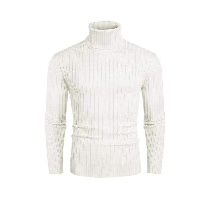 Herren modischer Rollkragenpullover mit feinem Rippenmuster Stilzeits