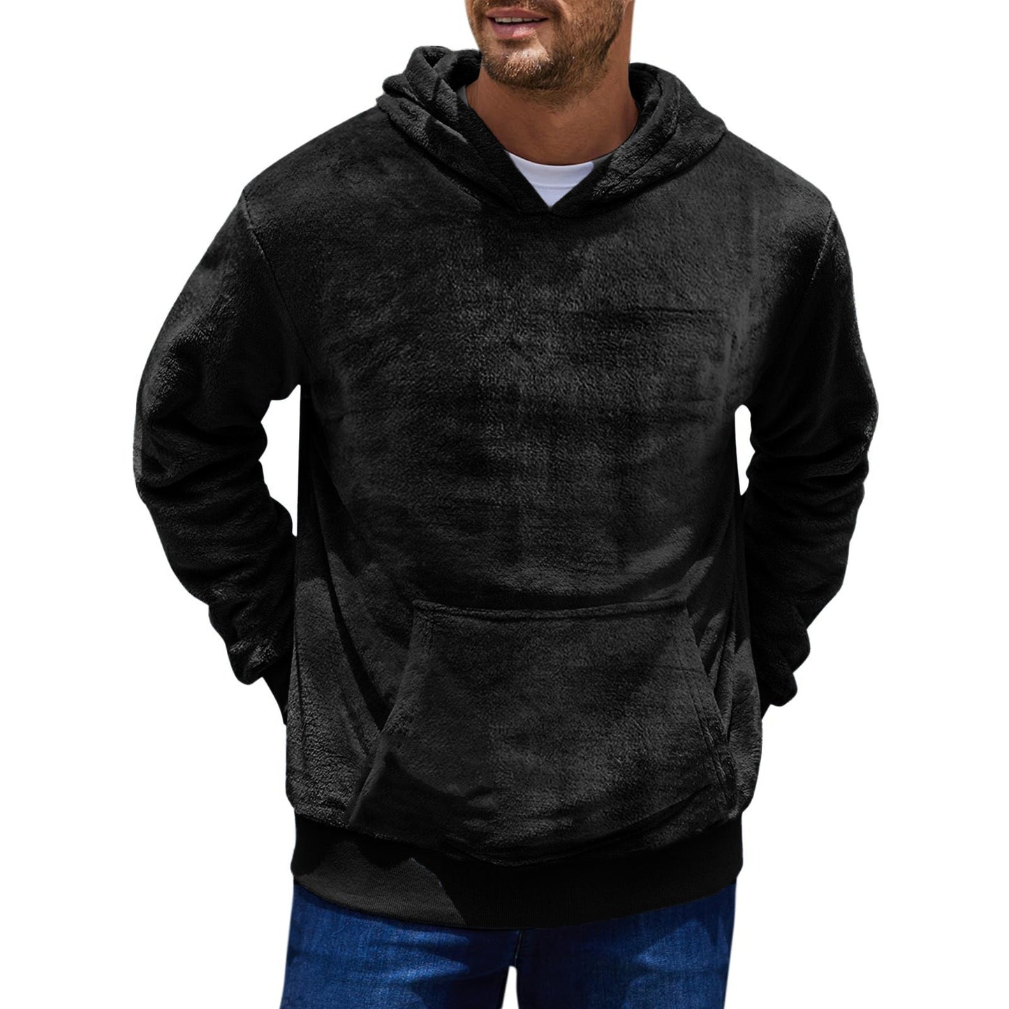 Herren kuscheliger Fleece Hoodie mit Kängurutasche Stilzeits