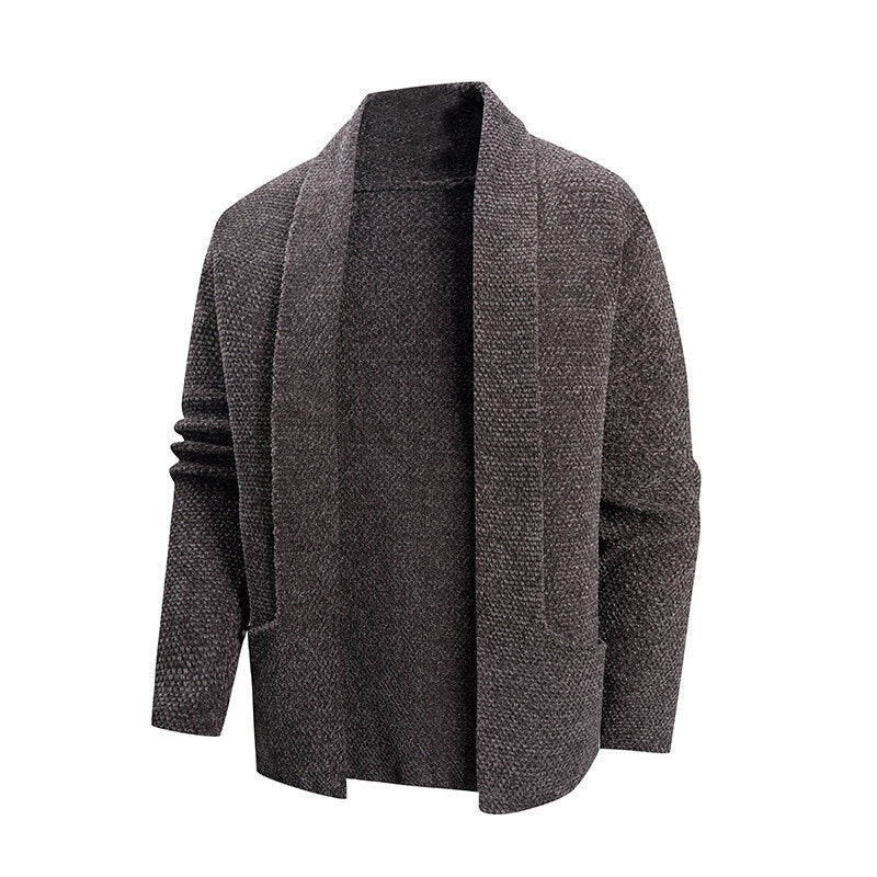 Herren modische Strickjacke mit offenem Kragen und praktischen Taschen Stilzeits