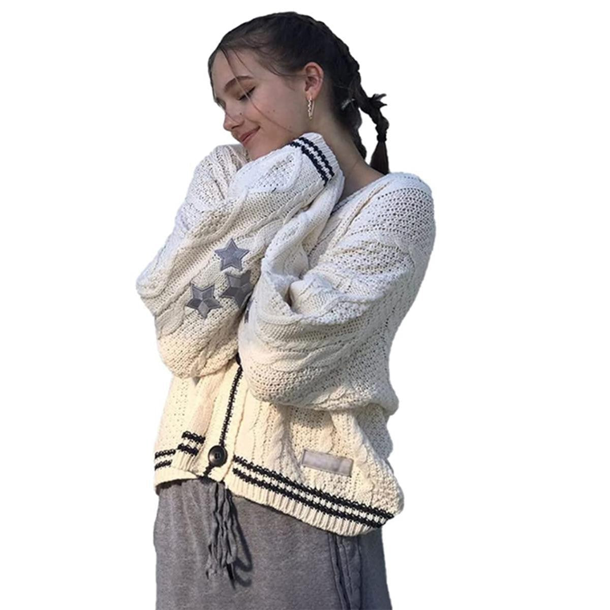 Damen gestrickte Oversize Cardigan Stilzeits