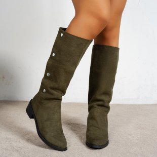Damen Elegante Stiefel aus weichem Wildleder mit modischen Knopfdetails Stilzeits