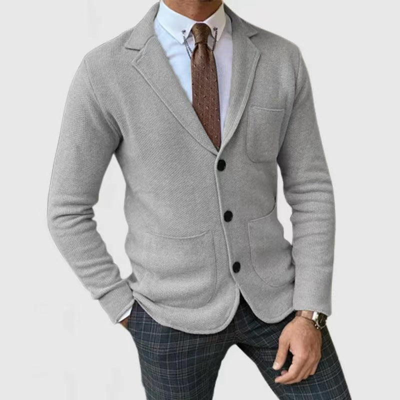 Herren Strickblazer mit Knopfleiste und praktischen Taschen Stilzeits