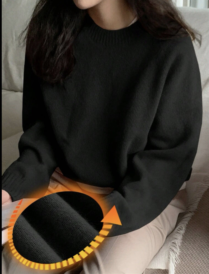 Damen Gemütlicher Rundhals-Pullover aus hochwertigem Stoff Stilzeits