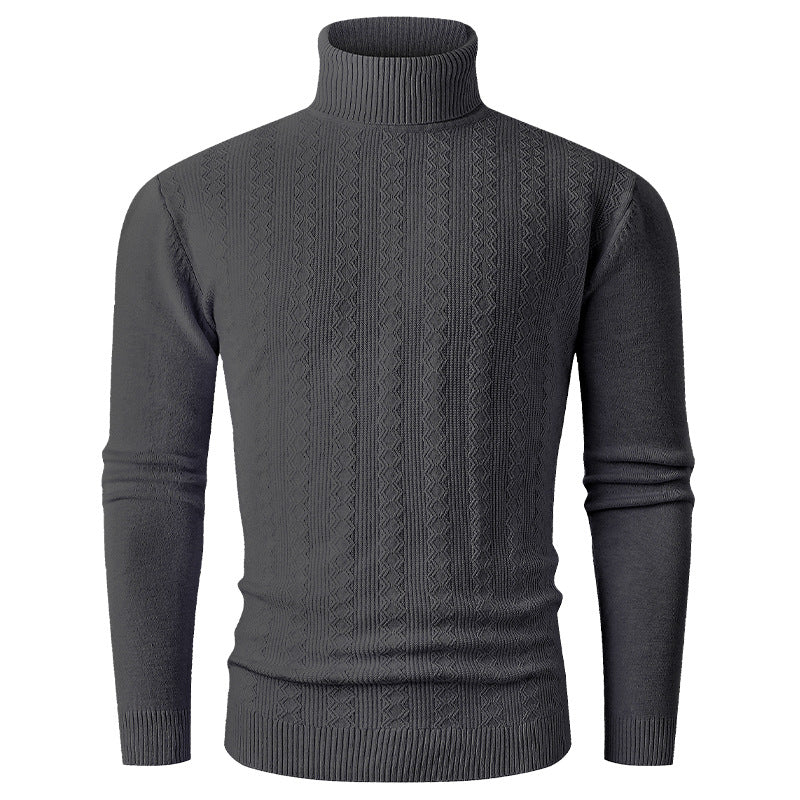 Herren Rollkragenpullover mit strukturiertem Muster und hohem Kragen Stilzeits