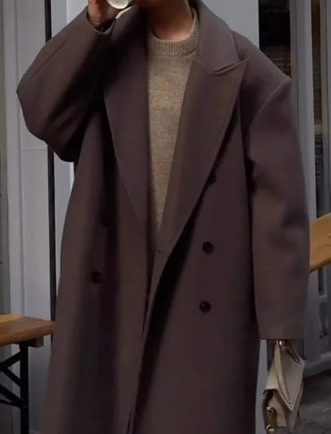 Damen Klassischer Oversized-Designer-Mantel mit doppelter Knopfreihe und weichem Futter Stilzeits