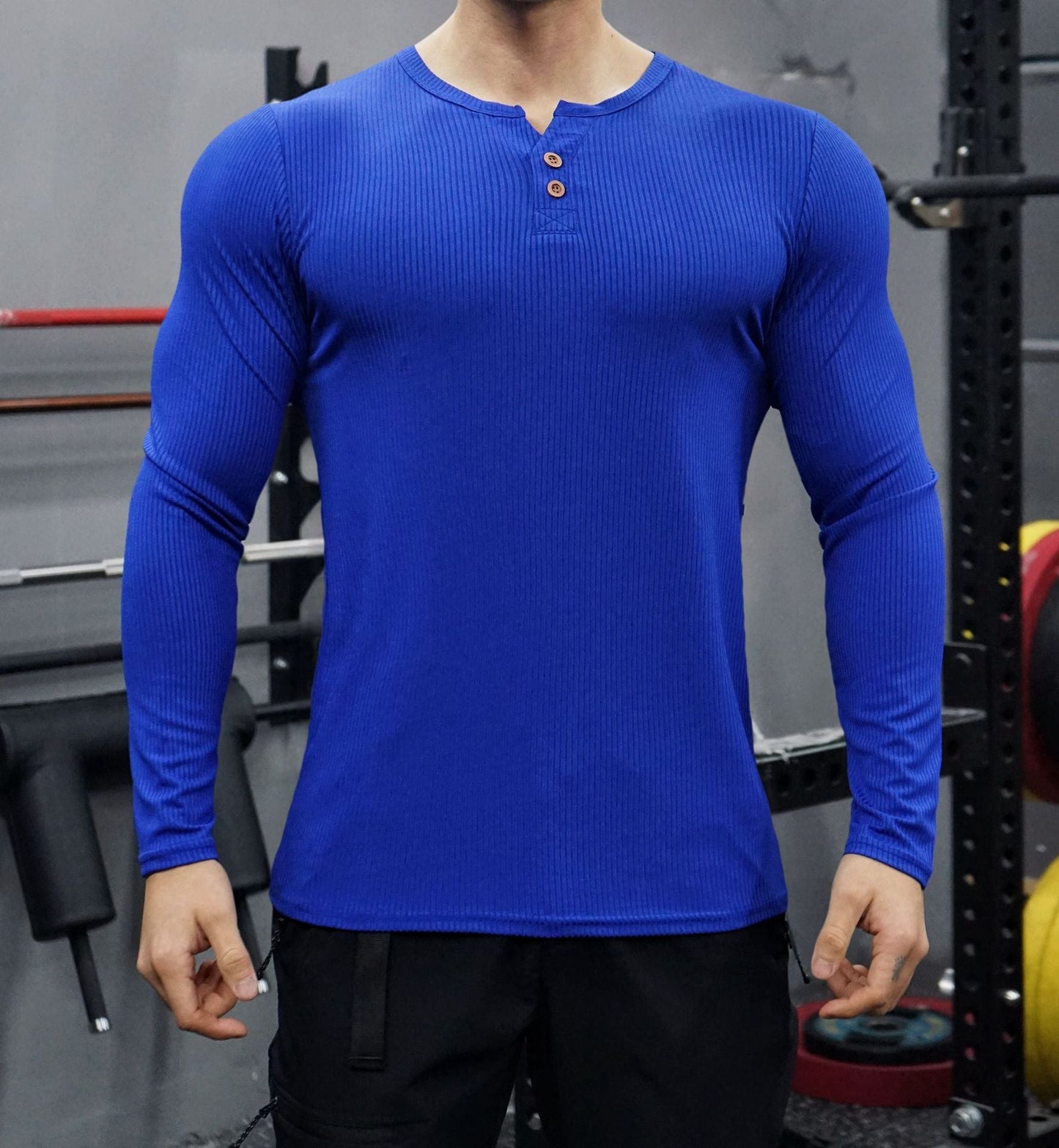 Herren Langarmshirt mit strukturiertem Design und Knopfleiste Stilzeits