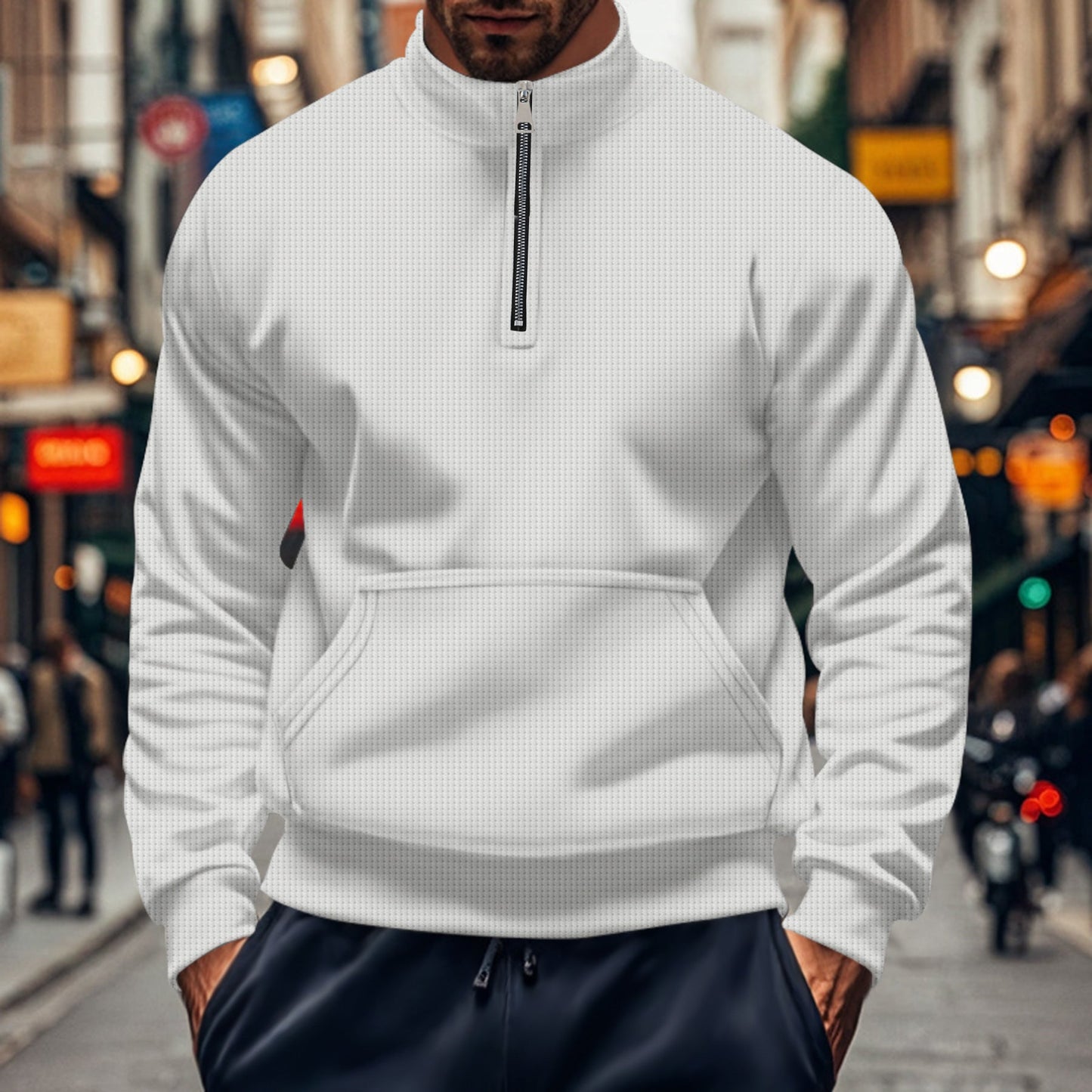 Herren sportlicher Hoodie mit Reißverschluss und praktischen Taschen Stilzeits
