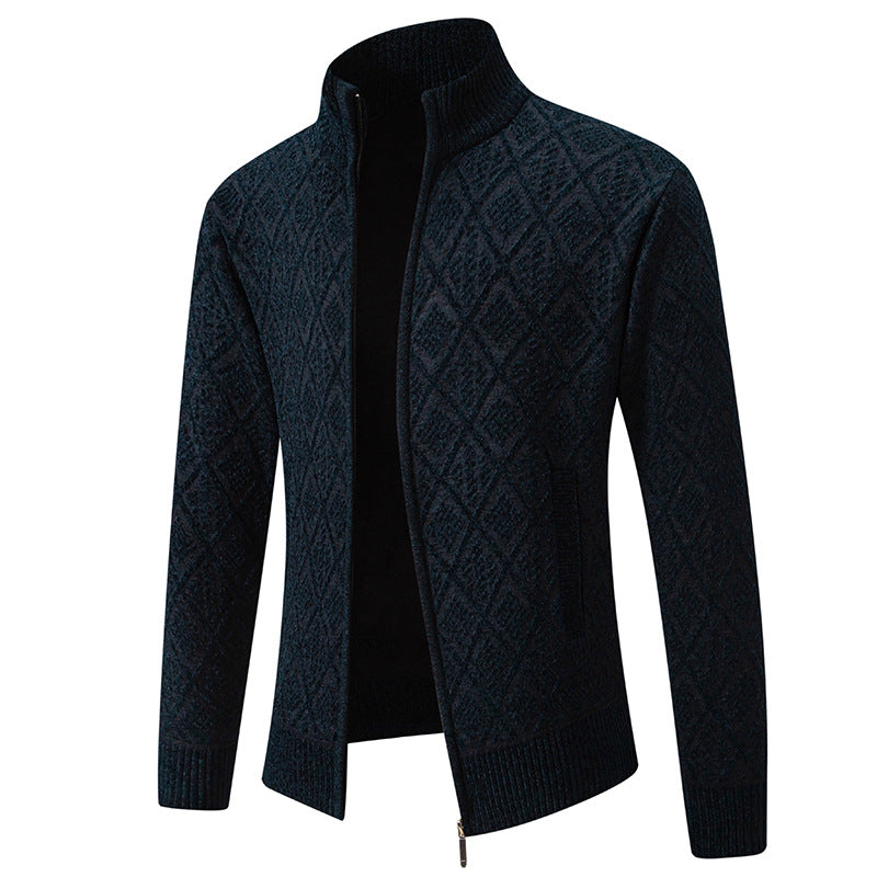 Herren Strickjacke mit strukturiertem Design und hohem Kragen Stilzeits