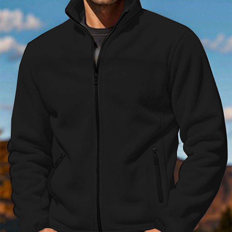 Herren Fleecejacke mit hochschließendem Kragen und Reißverschlusstaschen Stilzeits