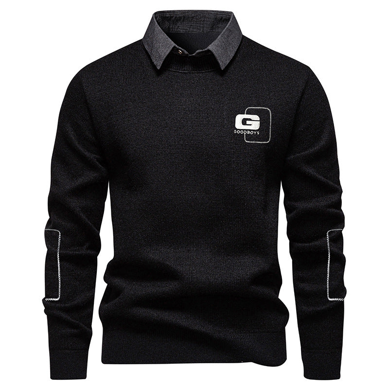 Herren eleganter Pullover mit Kragen und feinem Strickmuster Stilzeits