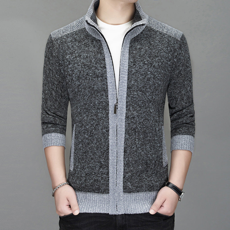 Herren Strickjacke mit modischem Zipper und hochgeschlossenem Kragen Stilzeits