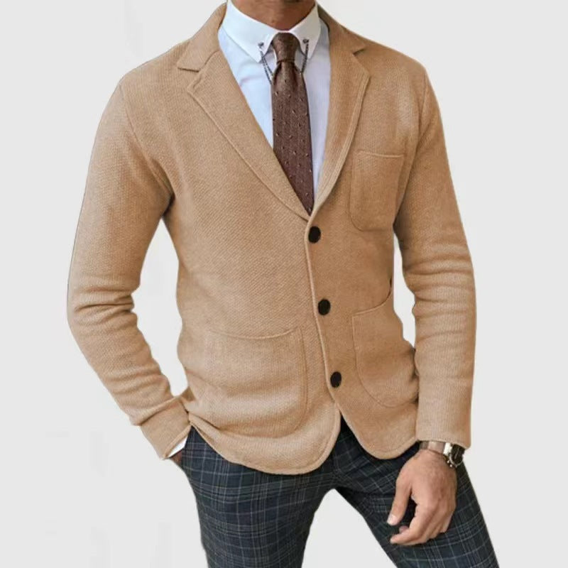 Herren Strickblazer mit Knopfleiste und praktischen Taschen Stilzeits