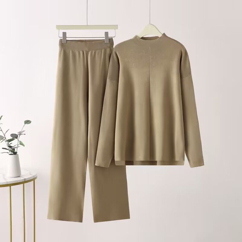 Damen elegantes Set aus langärmligem Oberteil und Palazzo-Hosen Stilzeits