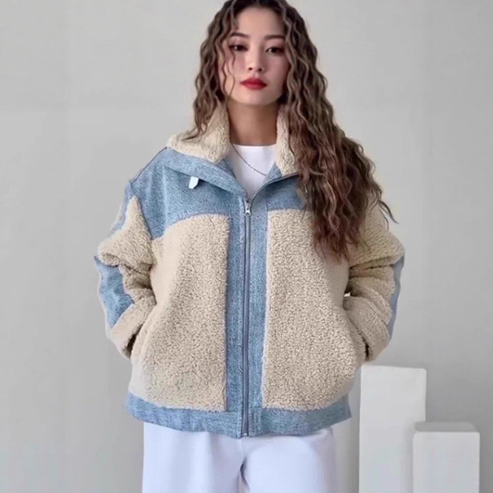 Damen Fleecejacke mit Kapuze und kontrastierenden Einsätzen Stilzeits