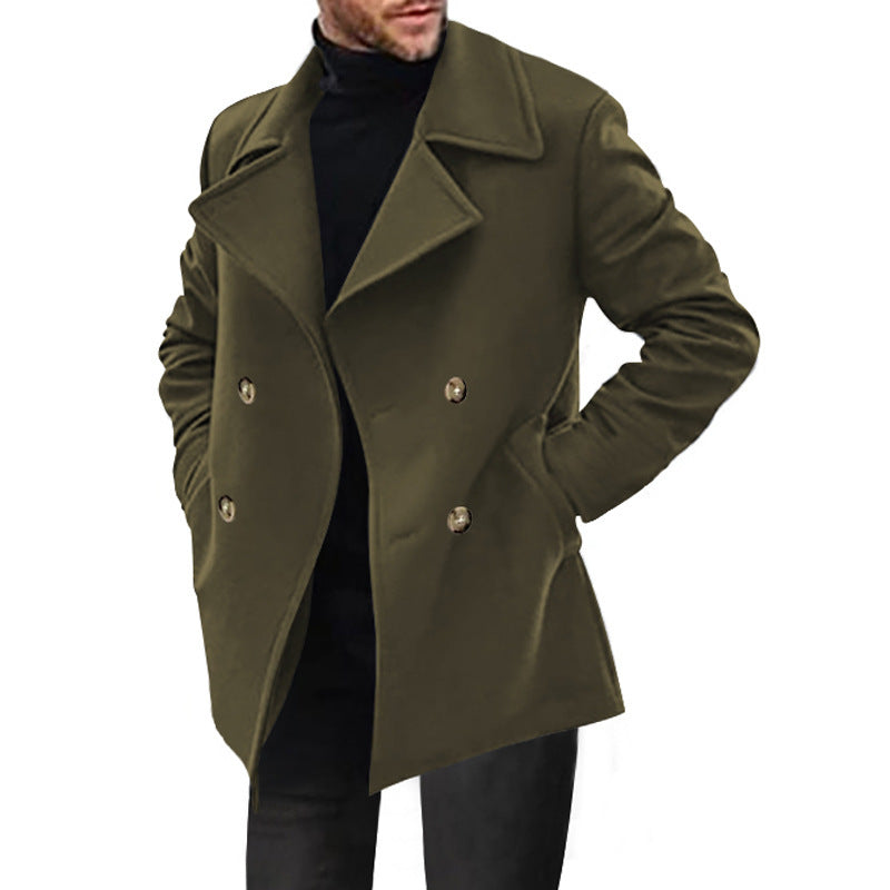 Herren klassischer Peacoat mit modischem Revers und eleganten Knopfdetails Stilzeits