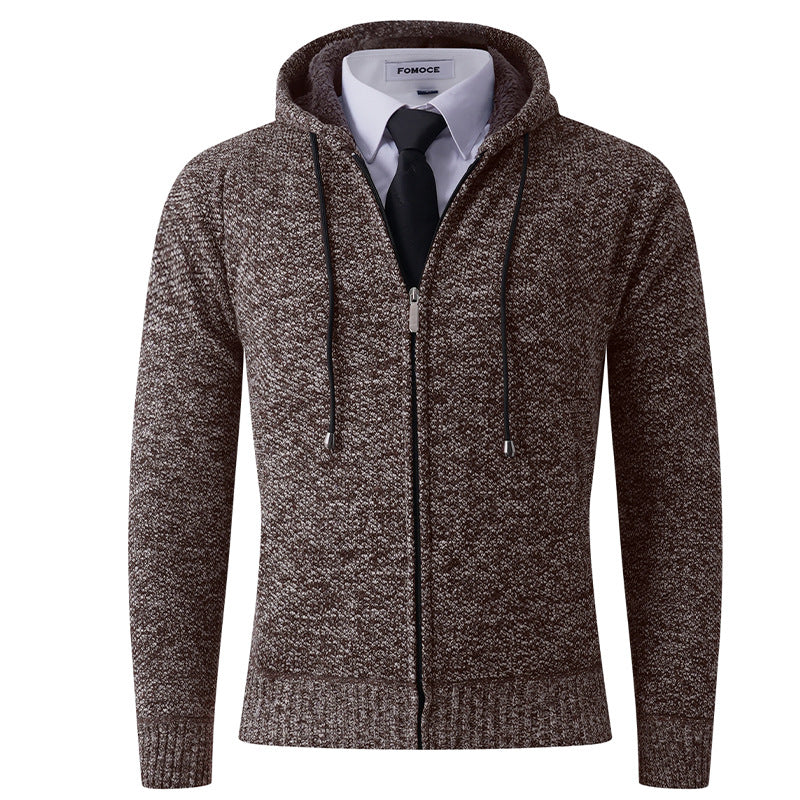 Herren Strickjacke mit Kapuze und strukturierter Verarbeitung Stilzeits
