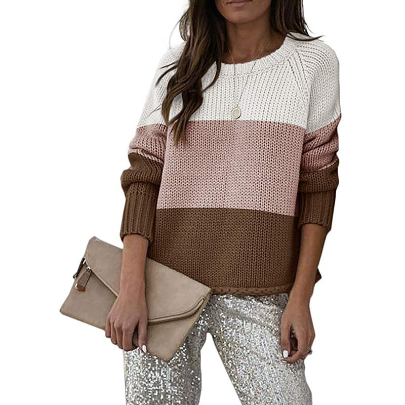 Stilzeits | Zweifarbiger Strickpullover mit Blockmuster Acryl Lässig und Komfortabel