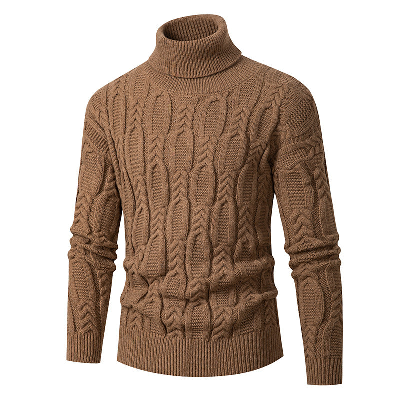 Herren Hochwertiger Rollkragenpullover mit Strukturmuster Stilzeits