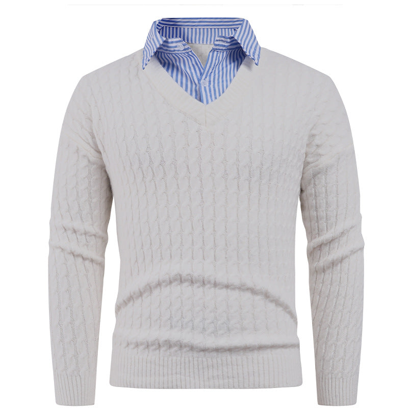 Herren Eleganter Strickpullover mit V-Ausschnitt und feiner Struktur Stilzeits