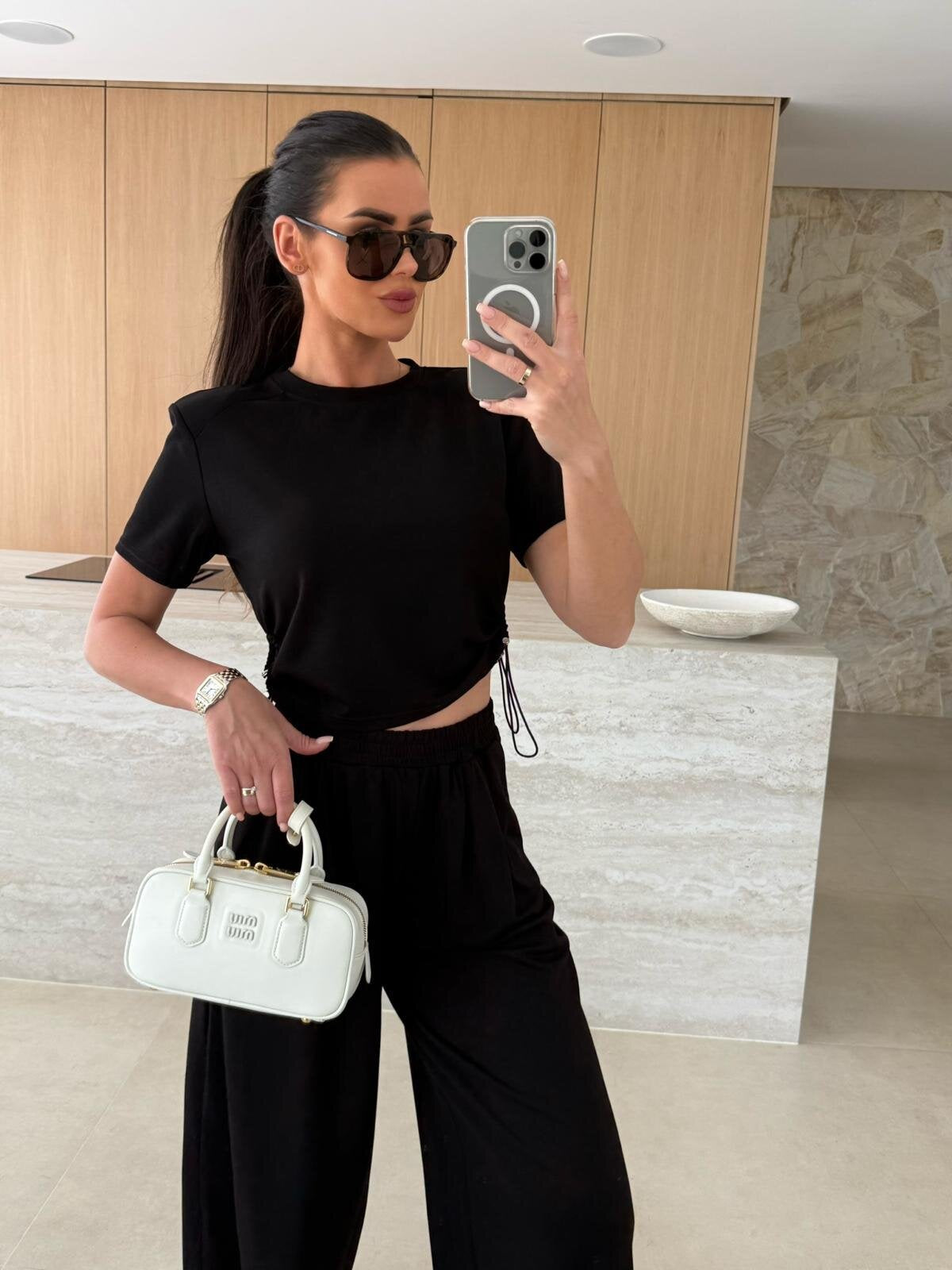 Damen lässiges Set aus Crop-Top und Jogginghose Stilzeits