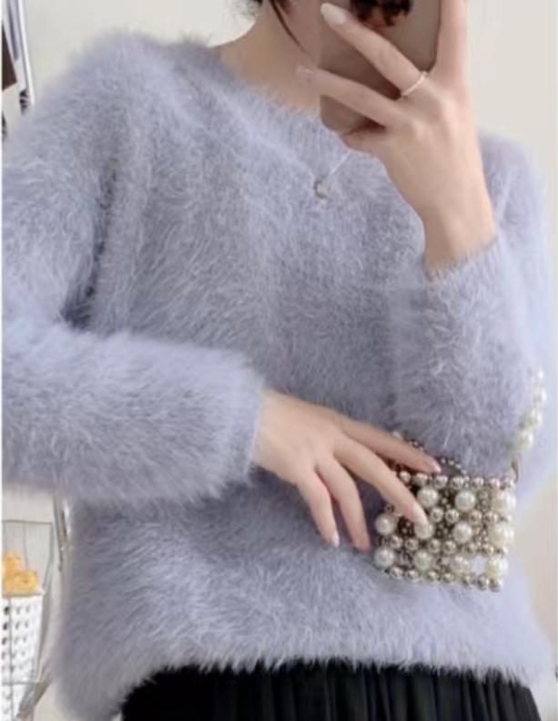 Damen modischer cropped Pullover mit weichem Flausch-Material Stilzeits