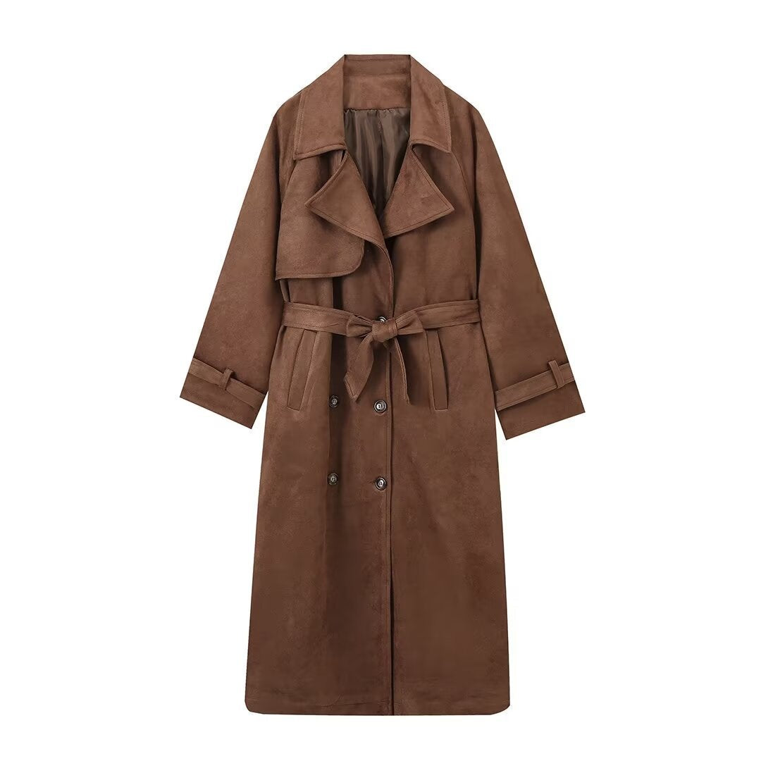 Damen Eleganter Trenchcoat aus hochwertigem Suede Stilzeits
