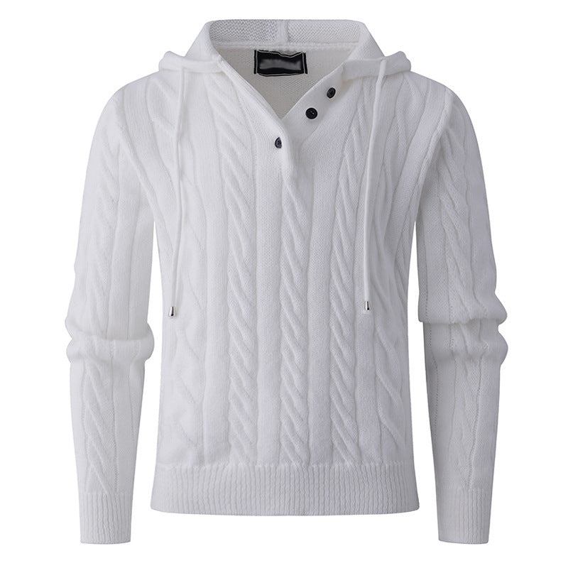 Herren Grobstrickpullover mit Kapuze und modernem Zopfmuster Stilzeits