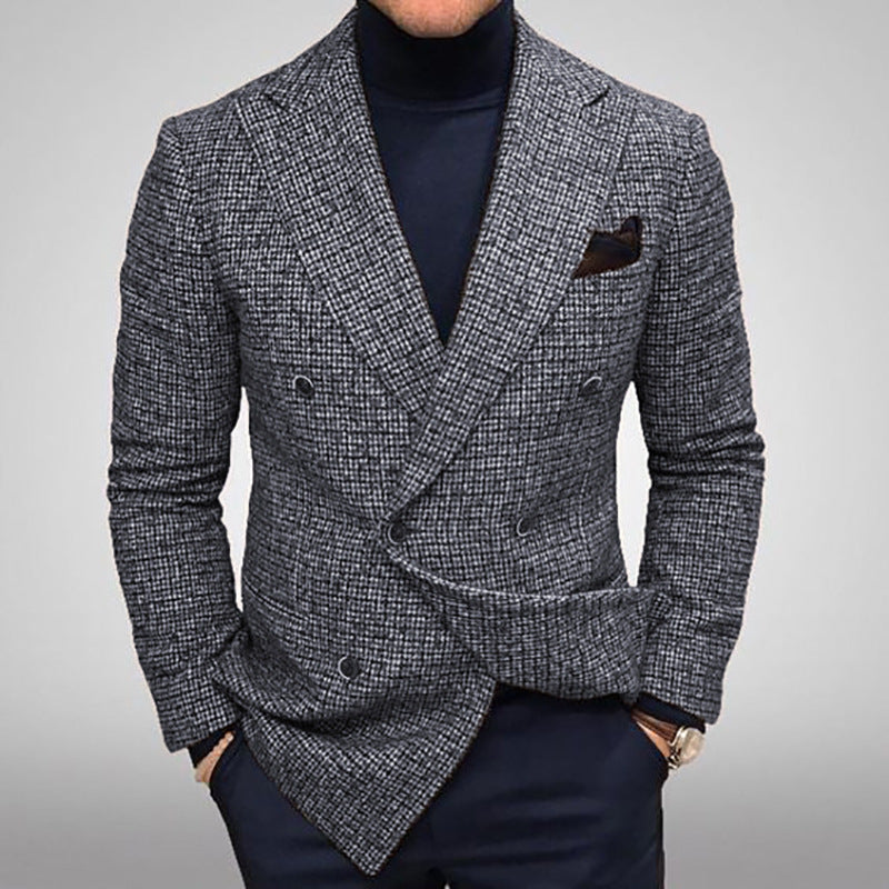 Herren eleganter, kariert Doppelreiher Blazer Stilzeits