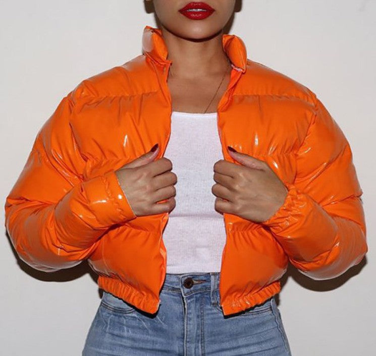 Damen Glänzende Kurzdaunenjacke Stilzeits