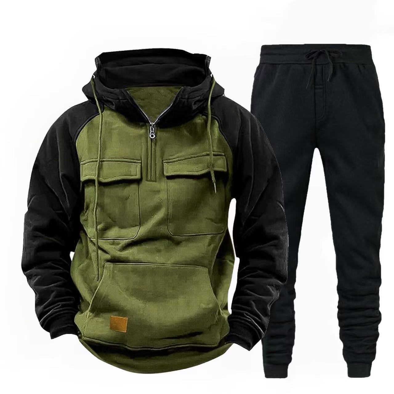 Herren funktionale Kapuzenjacke mit Reißverschluss und Jogginghose Stilzeits