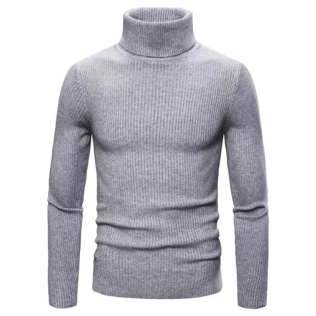 Herren hochwertiger Rollkragenpullover aus feinem Rippstrick Stilzeits