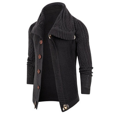 Herren Strickjacke mit Schalkragen und Holzknöpfen Stilzeits