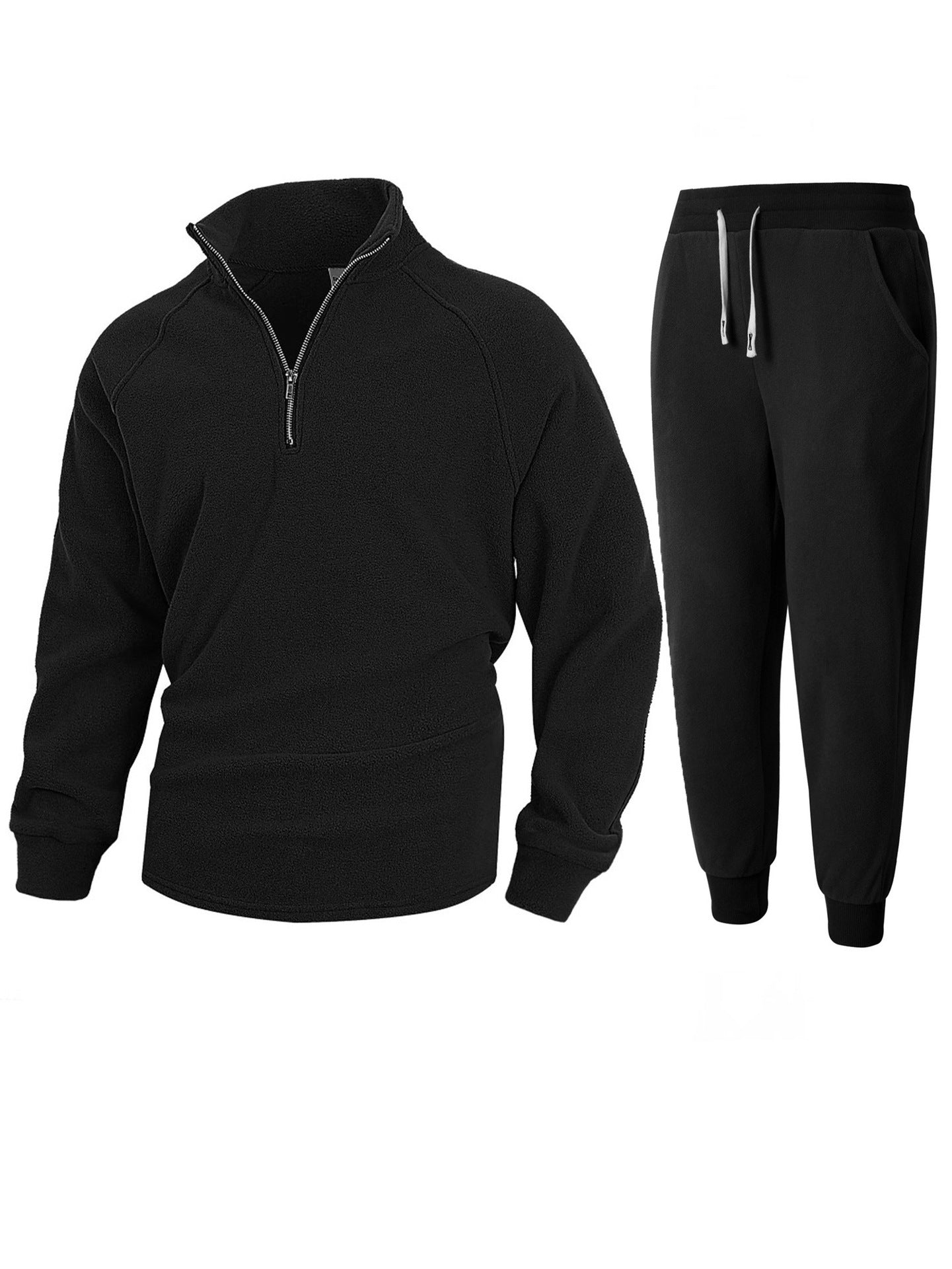 Herren Fleece-Oberteil mit modernem Stehkragen und sportlicher Jogginghose Stilzeits