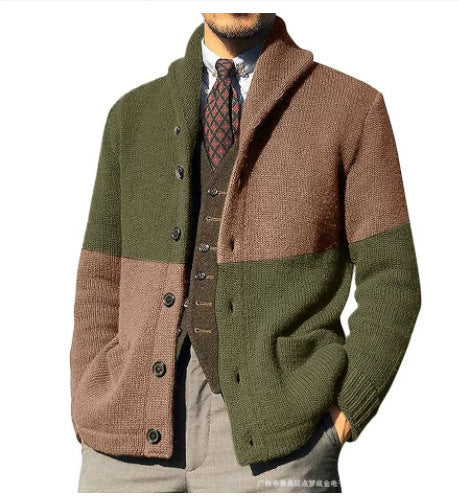 Herren Strickjacke mit modernem Schalkragen und durchgehendem Knopfverschluss Stilzeits
