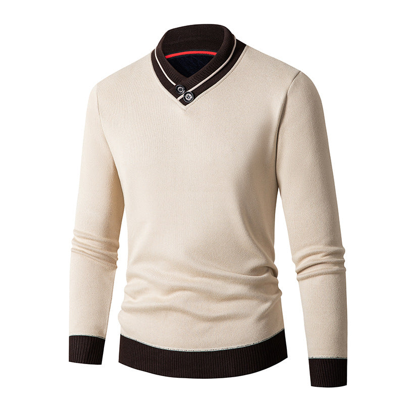 Herren Pullover mit modernem Schalkragen und Knopfdetails Stilzeits