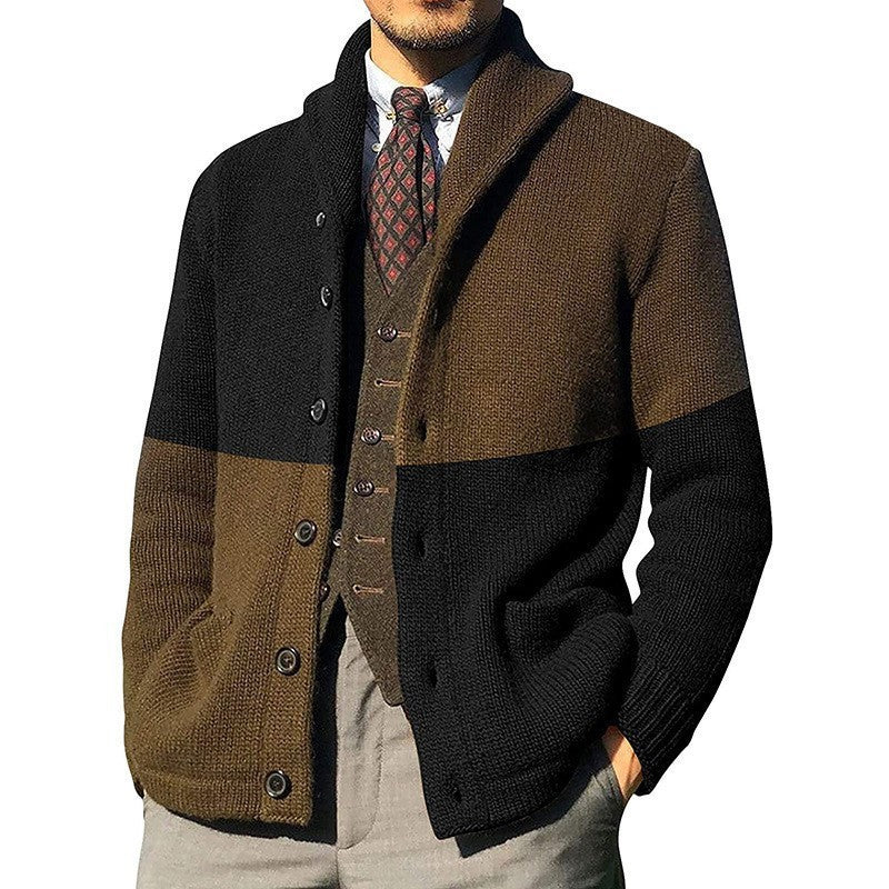Herren modische Strickjacke mit anspruchsvoller Farbblockierung Stilzeits
