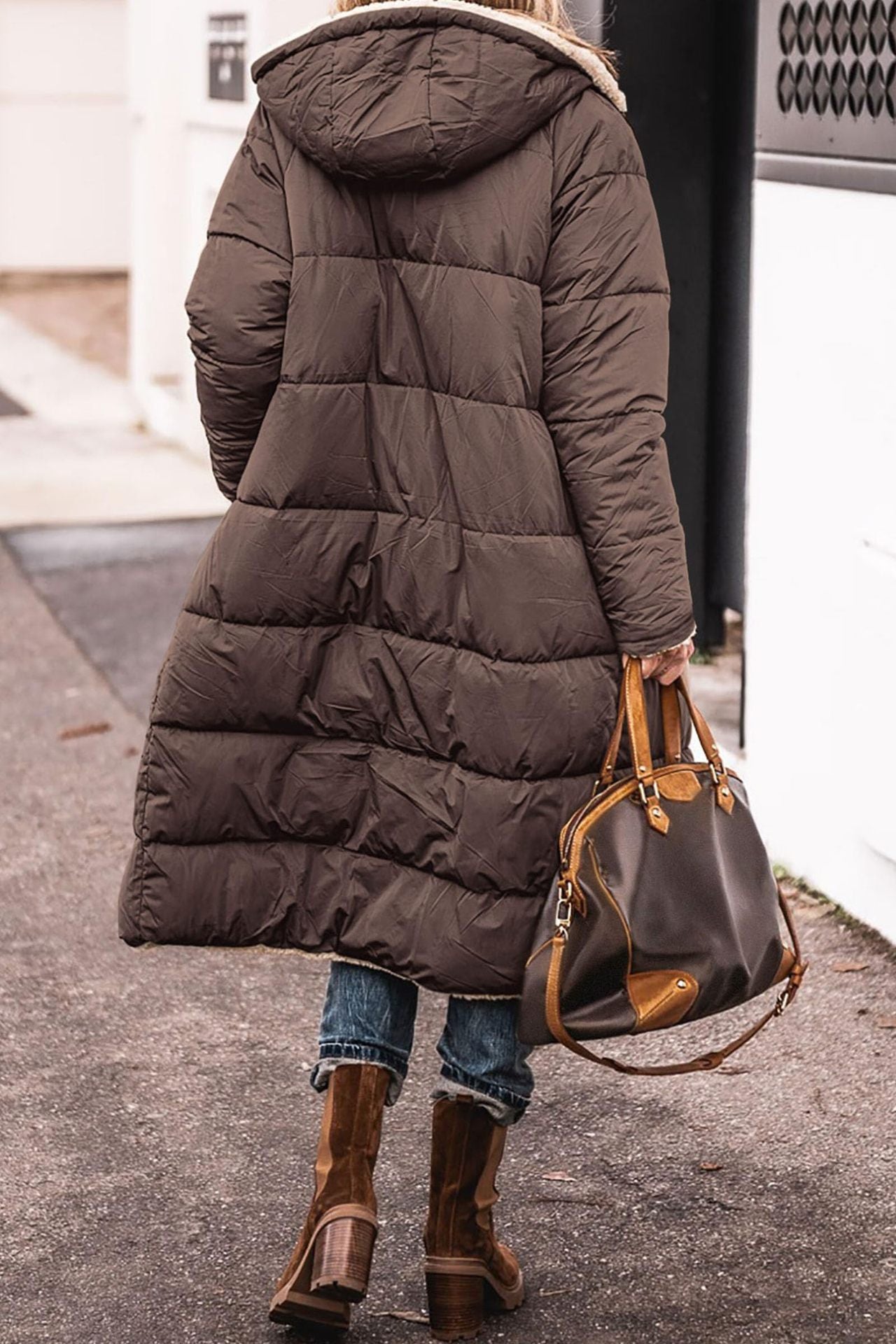 Damen gepolsterte Winterjacke mit Kapuze und kuscheligem Innenfutter Stilzeits