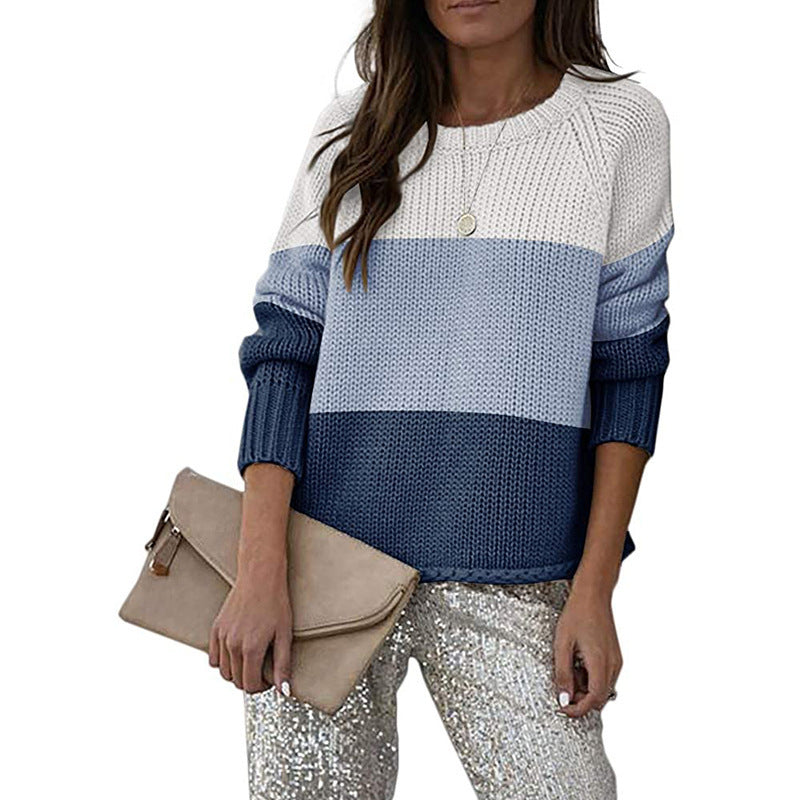 Stilzeits | Zweifarbiger Strickpullover mit Blockmuster Acryl Lässig und Komfortabel